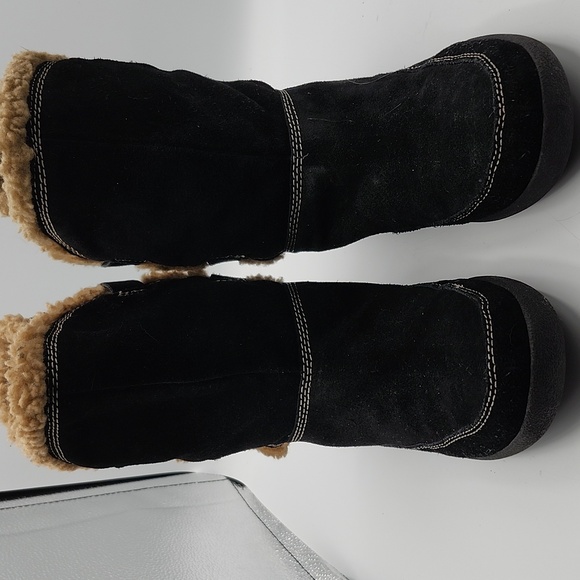Easy Spirit black boots with tan faux fur leather upper Westwing Sz 10M - Picture 2 of 9